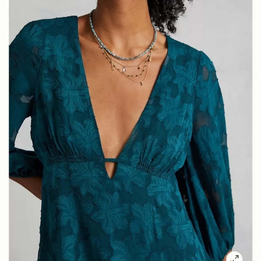 GORGEOUS ANTHROPOLOGIE  Deep V Dress NWT - Picture 3 of 10